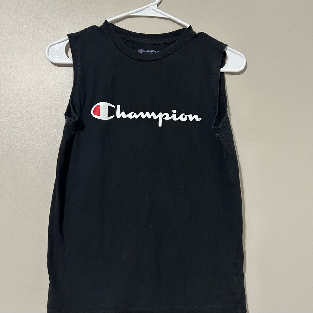 Boys Black Champion Sleeveless Shirt Large